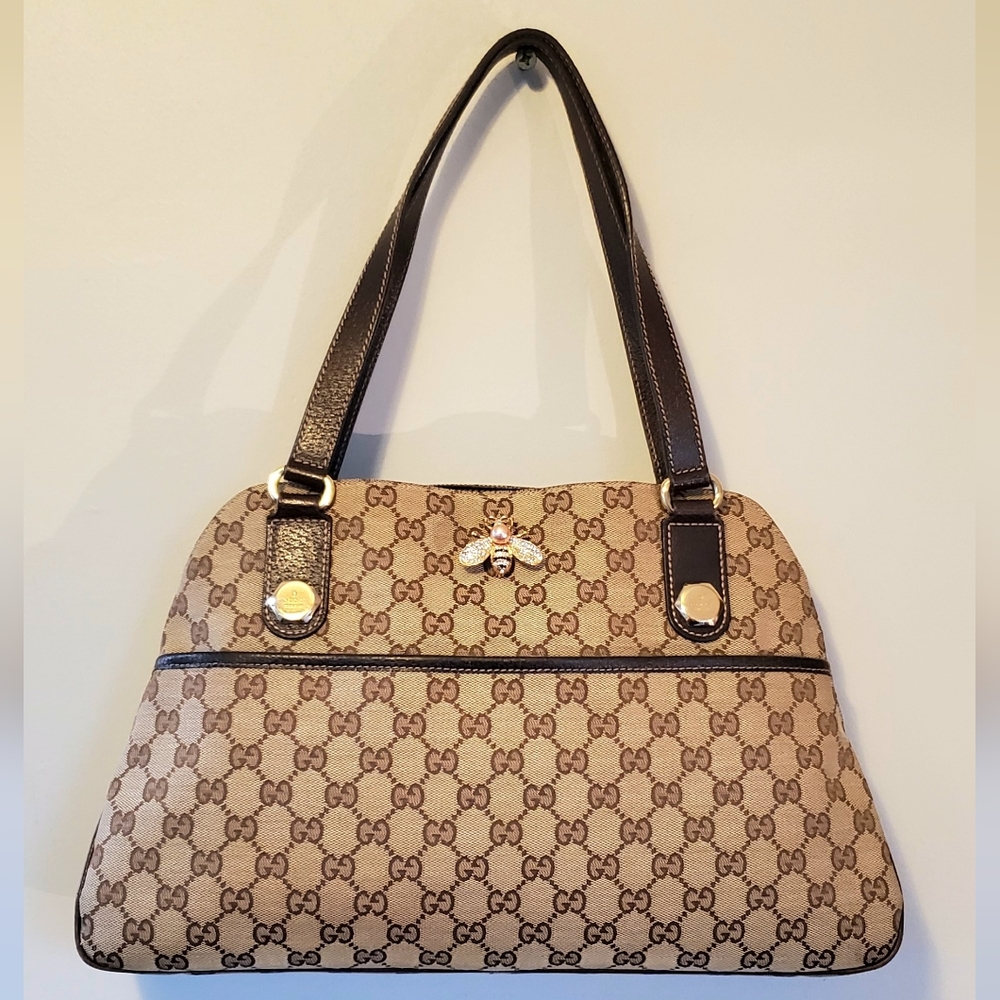 Authentic GUCCI Monogram GG Tote Shoulder Bag
